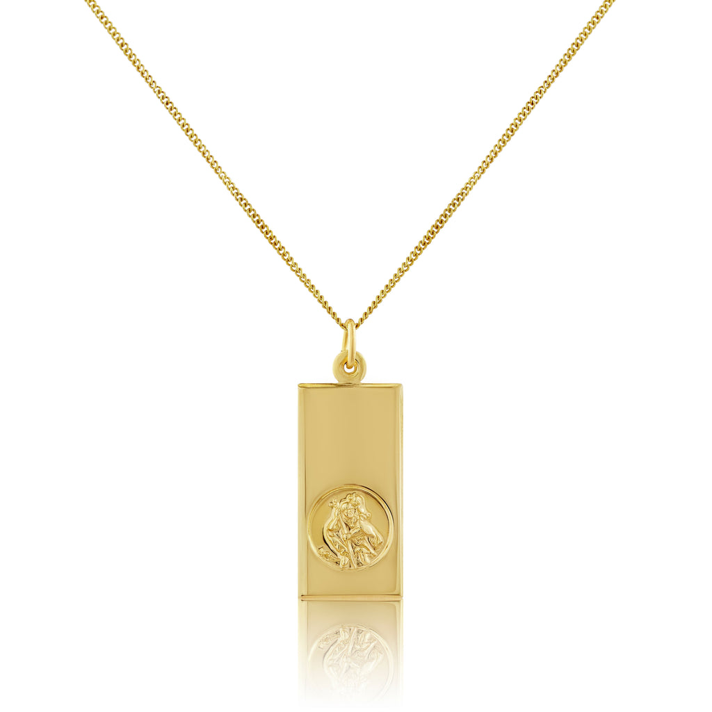 Grand pendentif Saint-Christophe moderne en or 9 carats - 40 à 50 cm