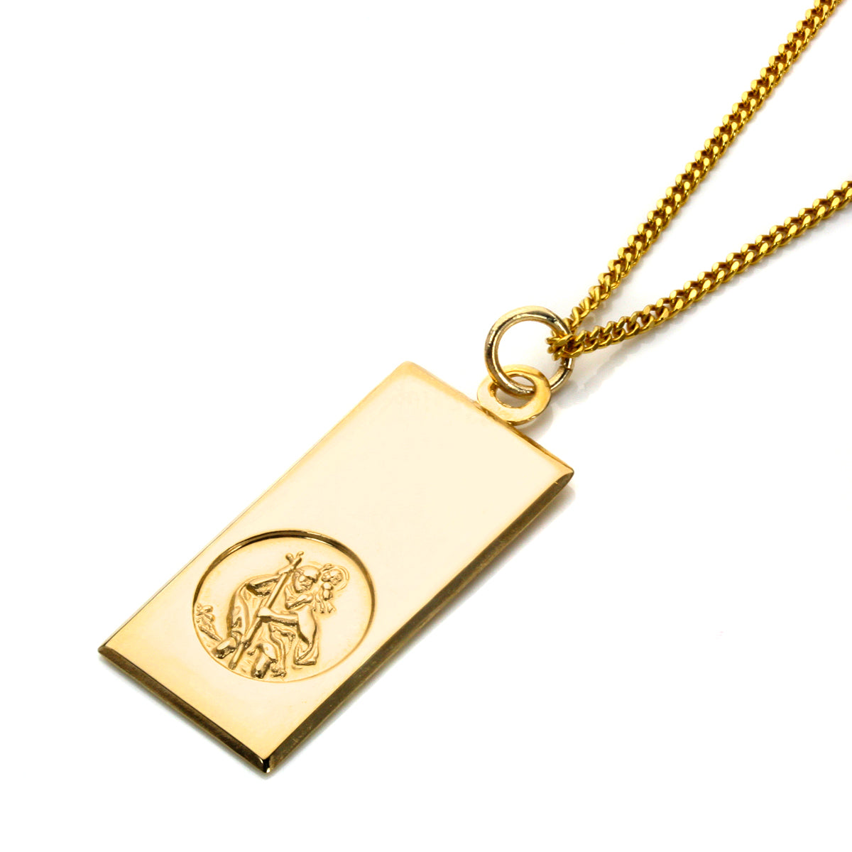 Grand pendentif Saint-Christophe moderne en or 9 carats - 40 à 50 cm
