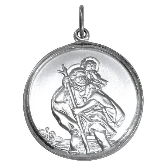 Pendentif Saint Christophe en argent sterling - Poli ou mat