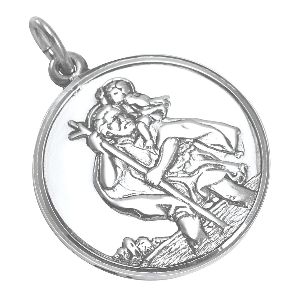 Pendentif Saint Christophe en argent sterling - Poli ou mat