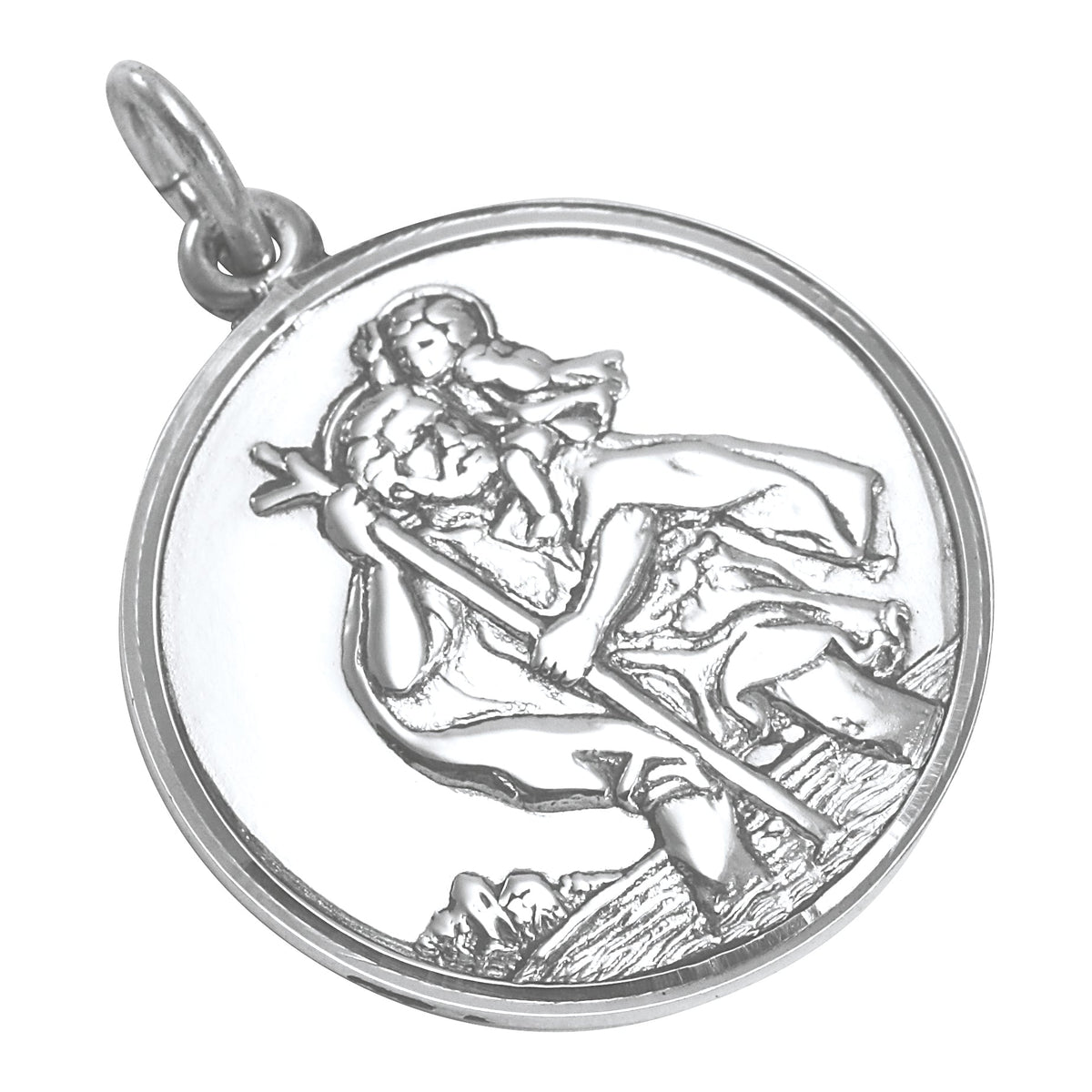 Pendentif Saint Christophe en argent sterling - Poli ou mat