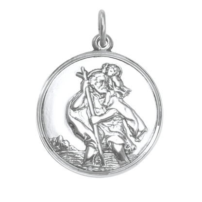 Pendentif Saint Christophe en argent sterling - Poli ou mat