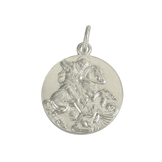 Grande médaille ronde Saint-Georges en argent sterling