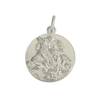 Grande médaille ronde Saint-Georges en argent sterling