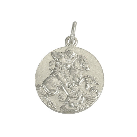 Grande médaille ronde Saint-Georges en argent sterling