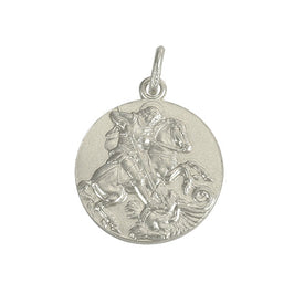 Grande médaille ronde Saint-Georges en argent sterling