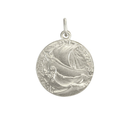 Grande médaille ronde Saint-Georges en argent sterling