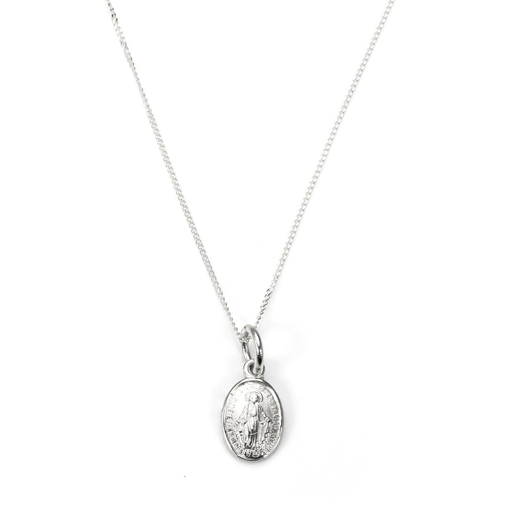 Collier en argent sterling avec médaille de Marie miraculeuse