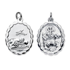 Pendentif Saint Christophe ovale réversible en argent sterling