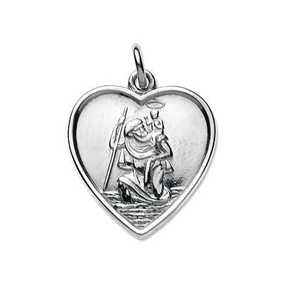 Pendentif en argent sterling avec cœur en relief Saint-Christophe