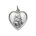 Pendentif en argent sterling avec cœur en relief Saint-Christophe