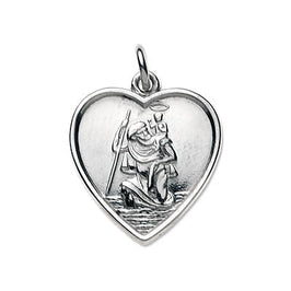 Pendentif en argent sterling avec cœur en relief Saint-Christophe