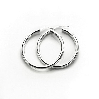 Boucles d'oreilles créoles rondes unies en argent sterling de 3 mm