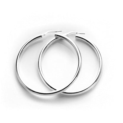 Boucles d'oreilles créoles rondes unies en argent sterling de 3 mm