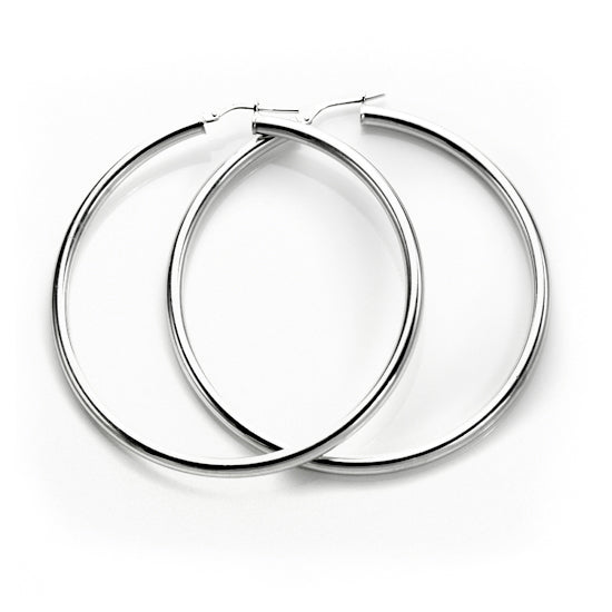 Boucles d'oreilles créoles rondes unies en argent sterling de 3 mm