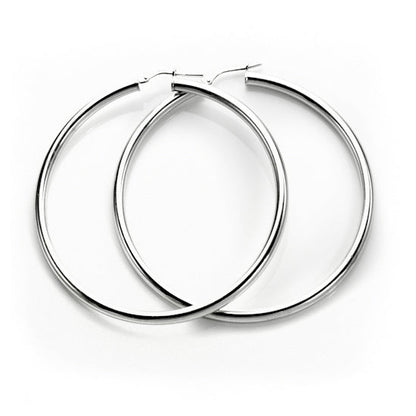 Boucles d'oreilles créoles rondes unies en argent sterling de 3 mm