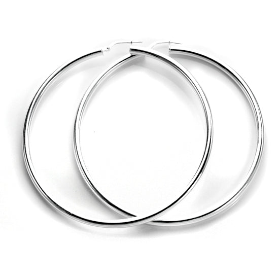 Boucles d'oreilles créoles rondes unies en argent sterling de 3 mm