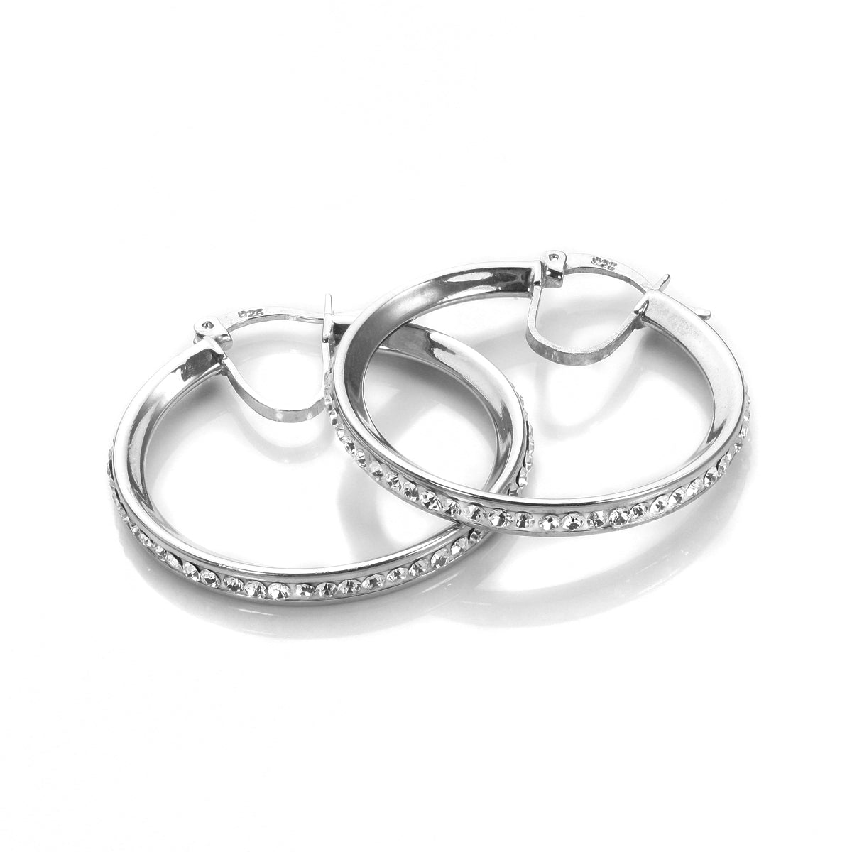 Boucles d'oreilles créoles en argent sterling avec cristaux pavés