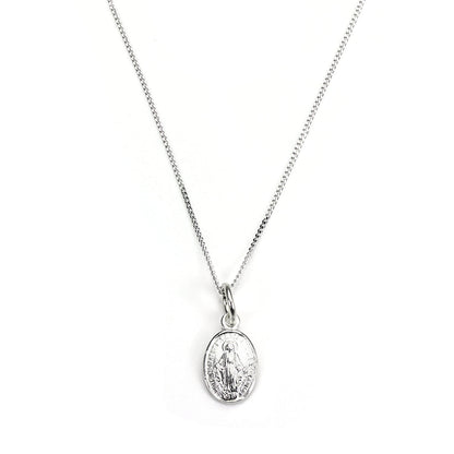 Pendentif médaille de Marie miraculeuse en or blanc 9 carats
