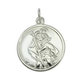 Pendentif Saint-Christophe en or blanc 9 carats avec dos uni