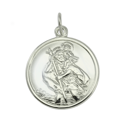 Pendentif Saint-Christophe en or blanc 9 carats avec dos uni