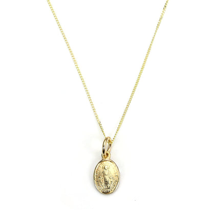 Collier en or 9 carats avec médaille de Marie miraculeuse