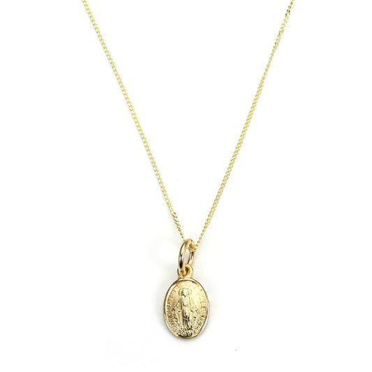 Collier en or 9 carats avec médaille de Marie miraculeuse