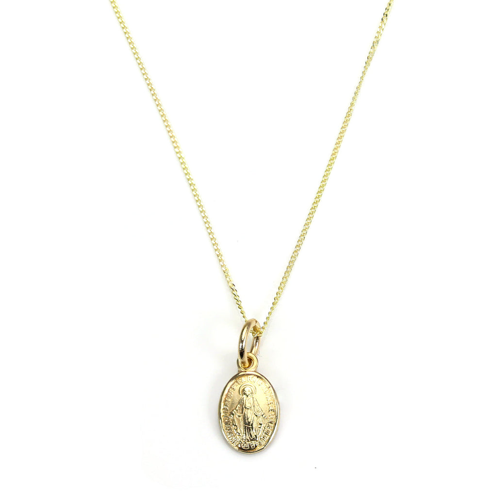 Collier en or 9 carats avec médaille de Marie miraculeuse