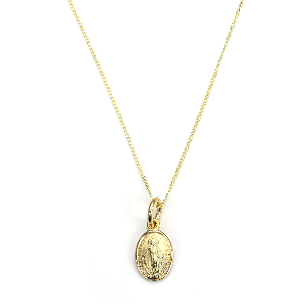 Collier en or 9 carats avec médaille de Marie miraculeuse