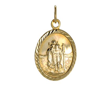 Pendentif ovale Saint Christophe en or 9 carats