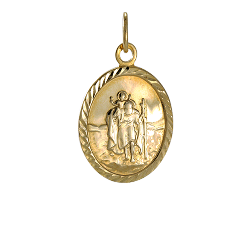 Pendentif ovale Saint Christophe en or 9 carats
