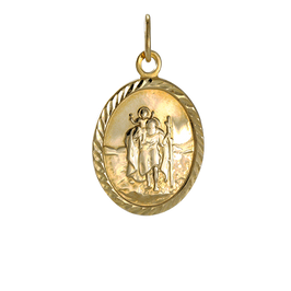 Pendentif ovale Saint Christophe en or 9 carats