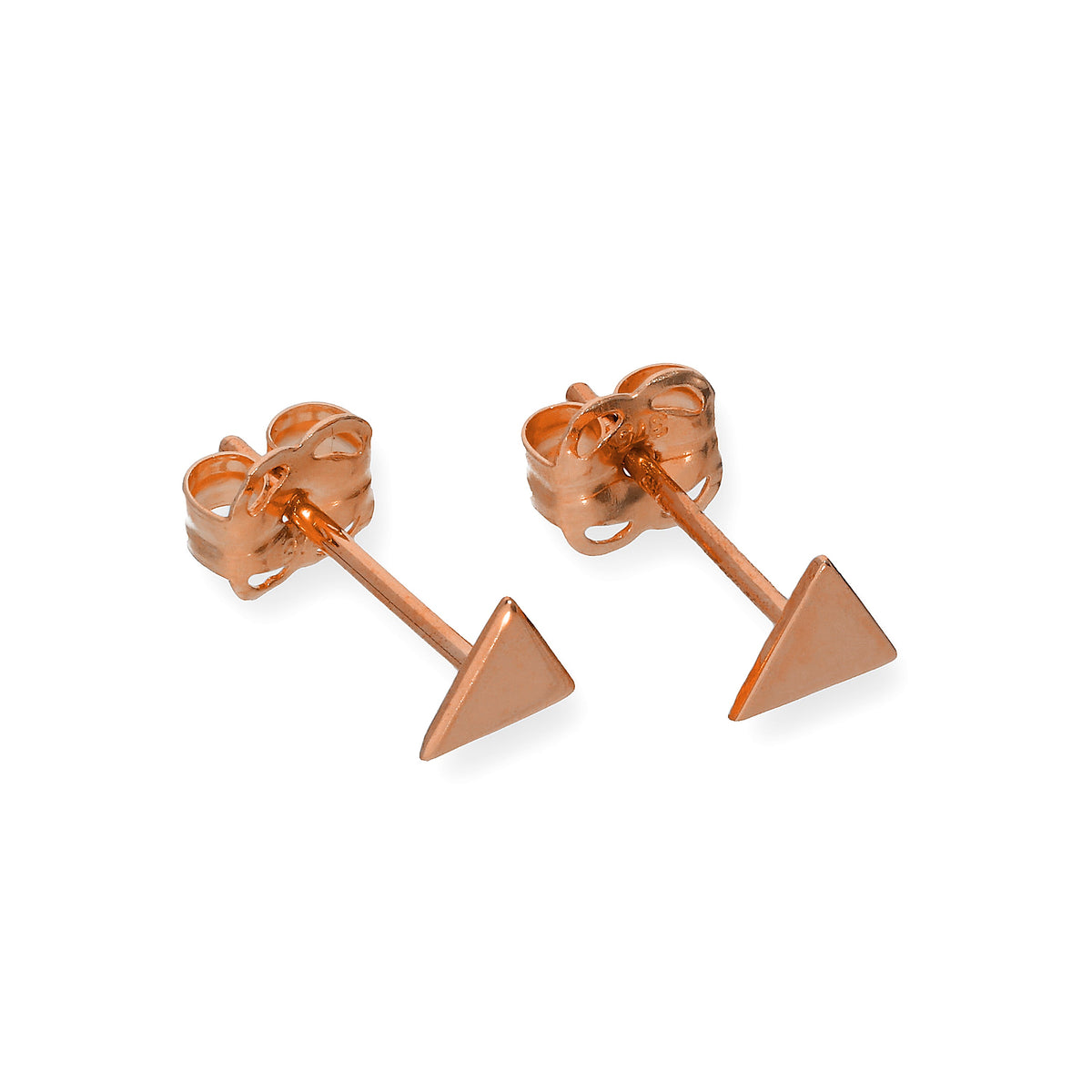 Boucles d'oreilles à tige triangulaires plates en or rose 9 carats