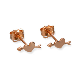 Boucles d'oreilles à tige en or rose 9 carats avec cœur percé