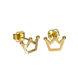 Boucles d'oreilles à tige en or 9 carats avec contour de la couronne royale