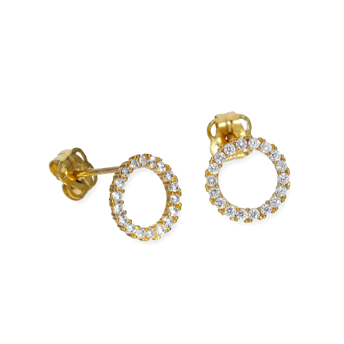 Boucles d'oreilles à tige Karma Circle en or 9 carats et cristal CZ transparent