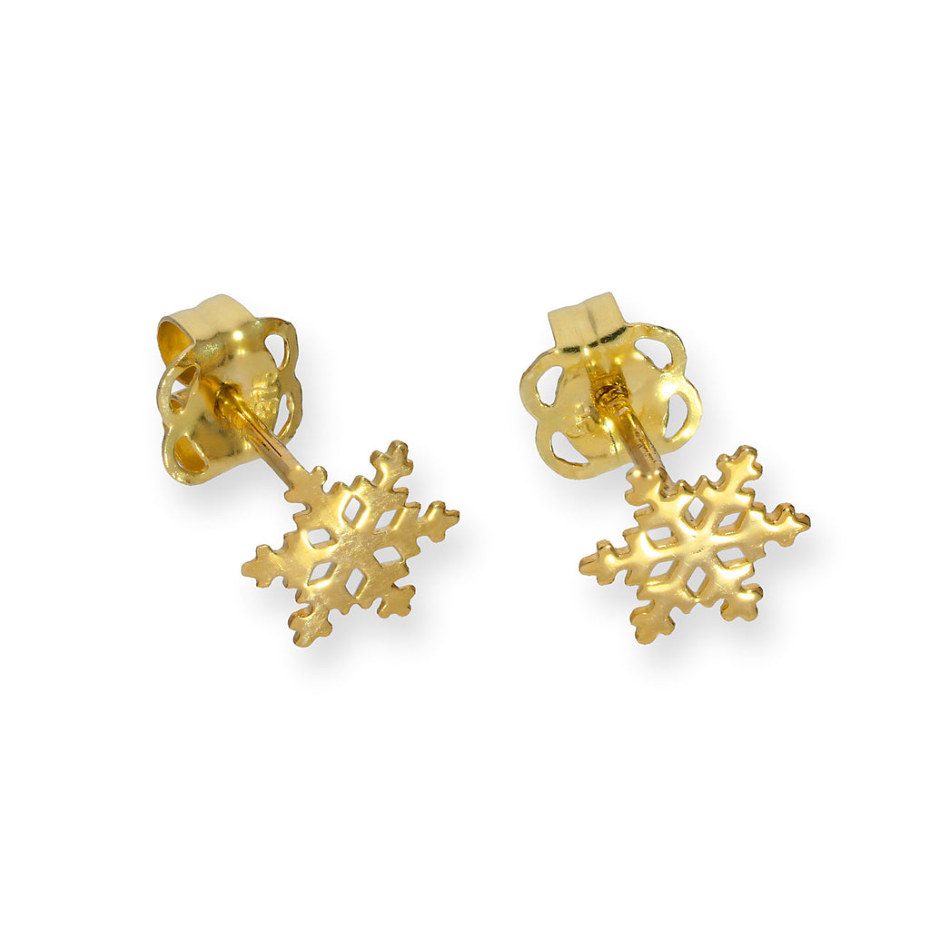 Boucles d'oreilles à tige en or 9 carats en forme de flocon de neige
