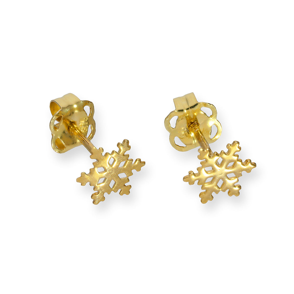 Boucles d'oreilles à tige en or 9 carats en forme de flocon de neige