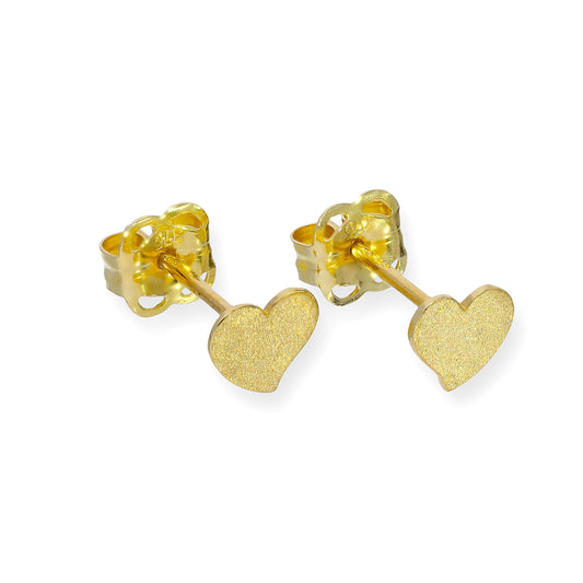 Boucles d'oreilles à tige en forme de cœur givré en or 9 carats