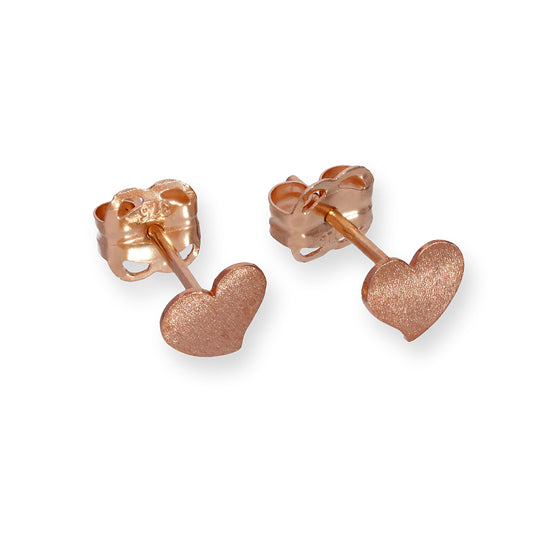 Boucles d'oreilles à tige en or rose 9 carats avec cœur givré