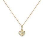 Collier avec pendentif en forme de cœur plat en or 9 carats et cristal CZ transparent, 40 à 50 cm