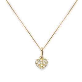 Collier avec pendentif en forme de cœur plat en or 9 carats et cristal CZ transparent, 40 à 50 cm