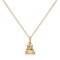 Collier avec pendentif en forme d'ours en peluche en or 9 carats et cœur en cristal CZ transparent, 40 à 50 cm