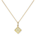 Collier avec pendentif carré plat en or 9 carats et cristal CZ transparent, 40 à 50 cm