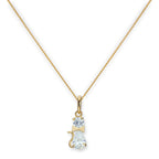 Collier avec pendentif en forme de chat avec nœud en or 9 carats et cristal CZ transparent, 40 à 50 cm