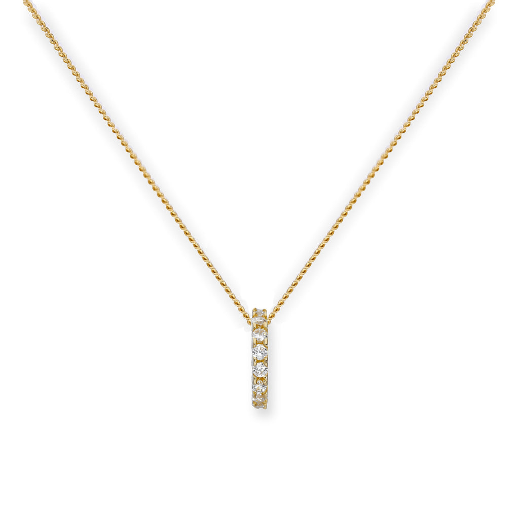 Collier avec pendentif en forme de roue en or 9 carats et cristal CZ transparent, 40 à 50 cm