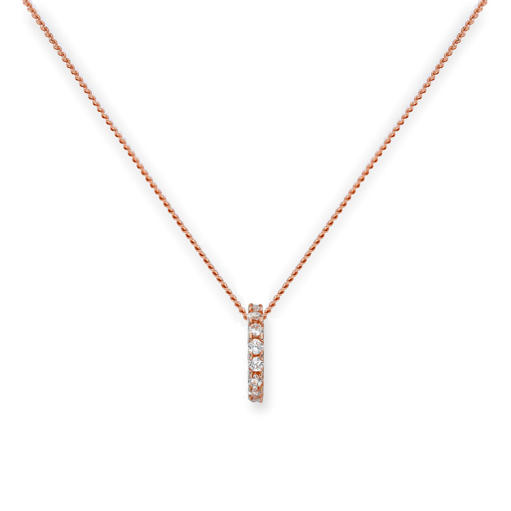 Collier avec pendentif en forme de roue en or rose 9 carats et cristal CZ transparent, 40 à 45 cm