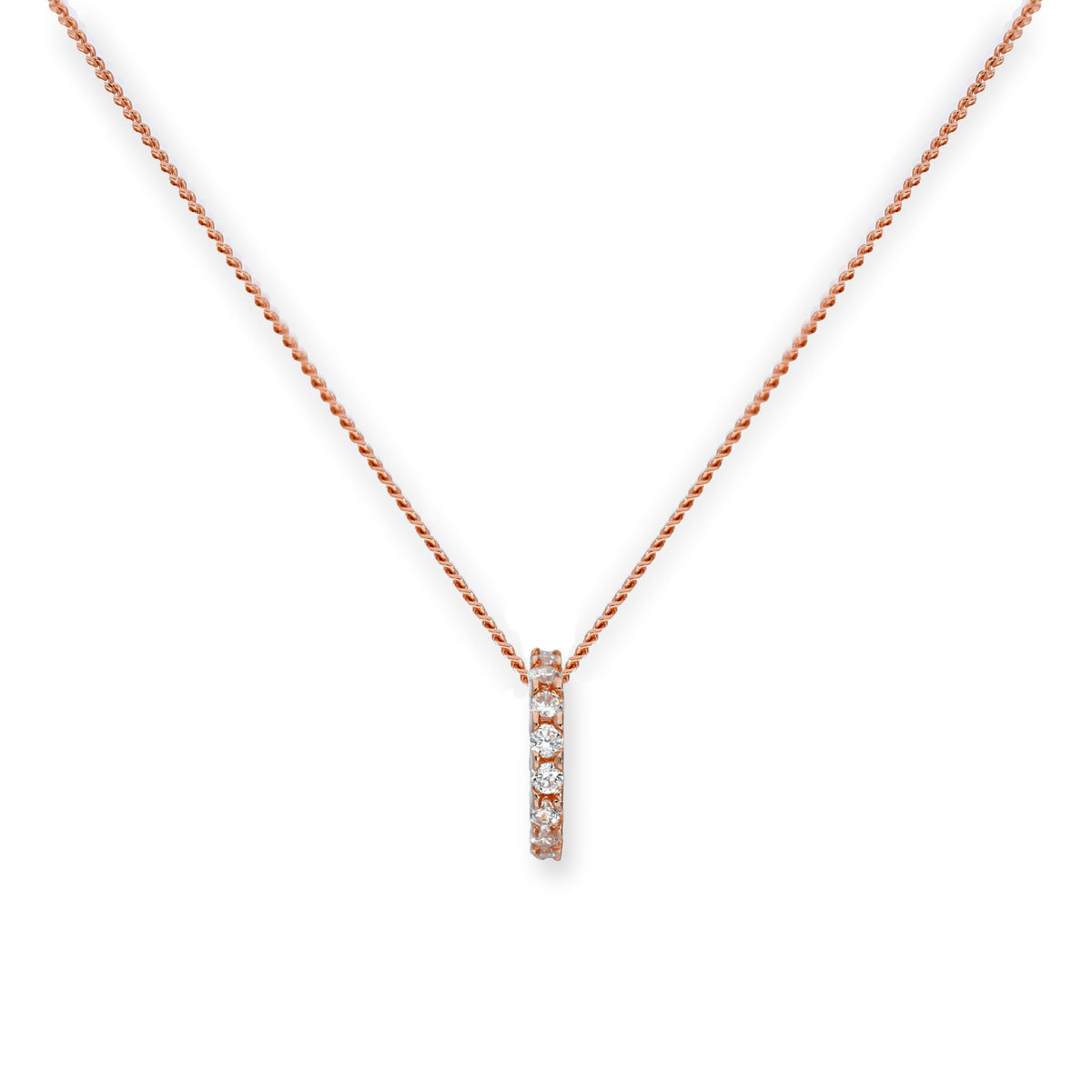 Collier avec pendentif en forme de roue en or rose 9 carats et cristal CZ transparent, 40 à 45 cm