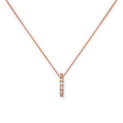 Collier avec pendentif en forme de roue en or rose 9 carats et cristal CZ transparent, 40 à 45 cm