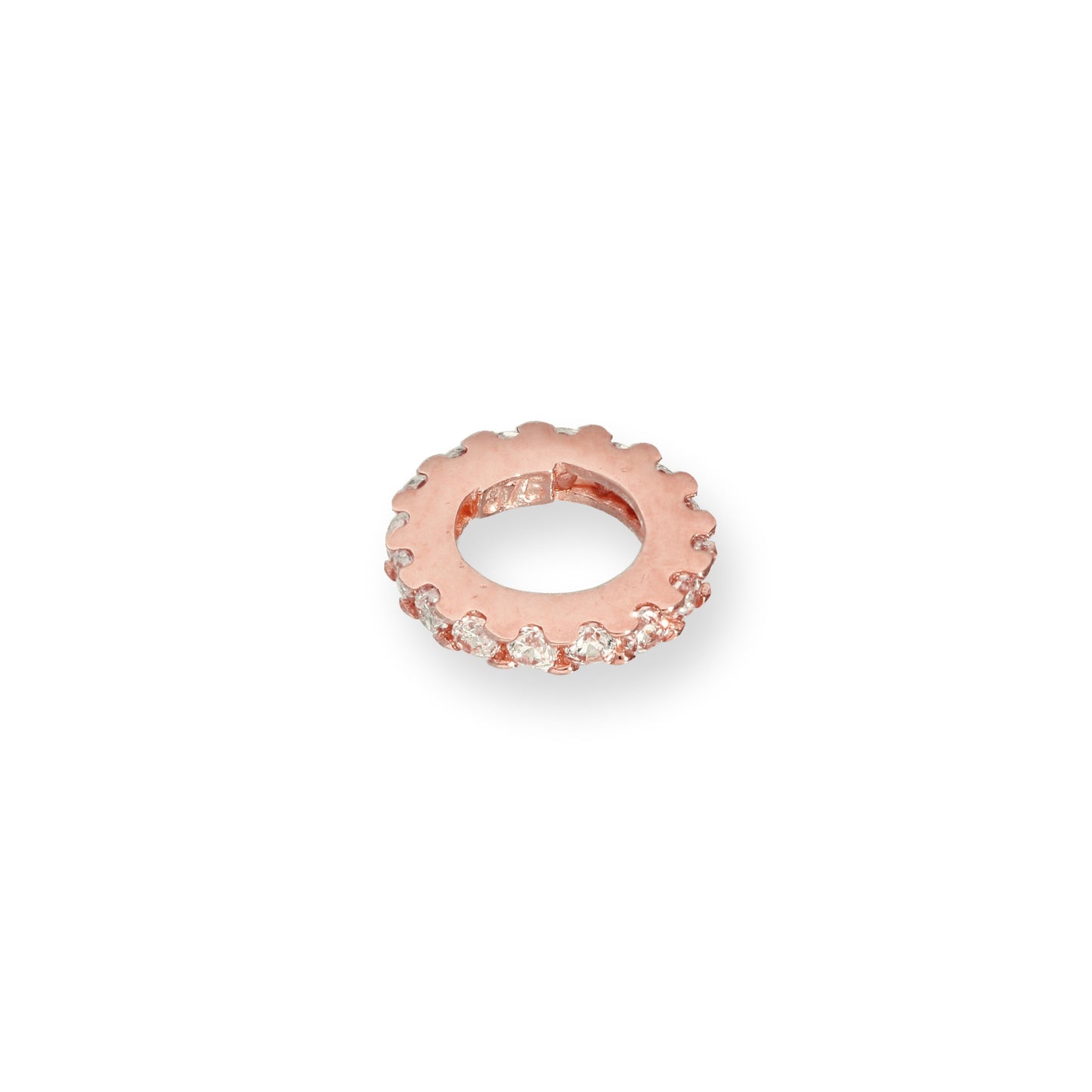 Breloque roue en or rose 9 carats et cristal CZ transparent